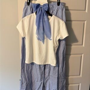 Blue and White Striped Set